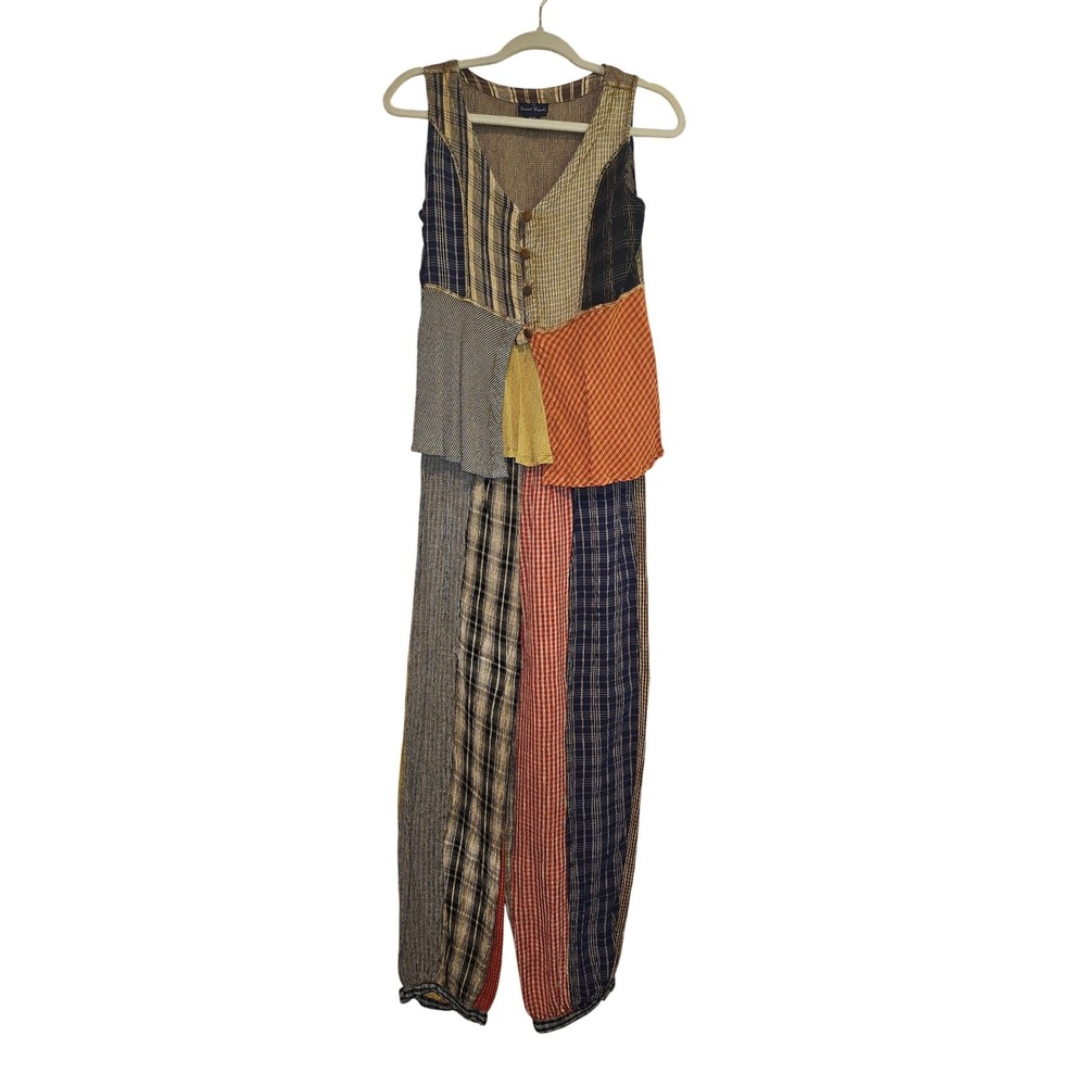 Boho Patchwork Wide-Leg Jumpsuit in Multicolor - Picture 4 of 9